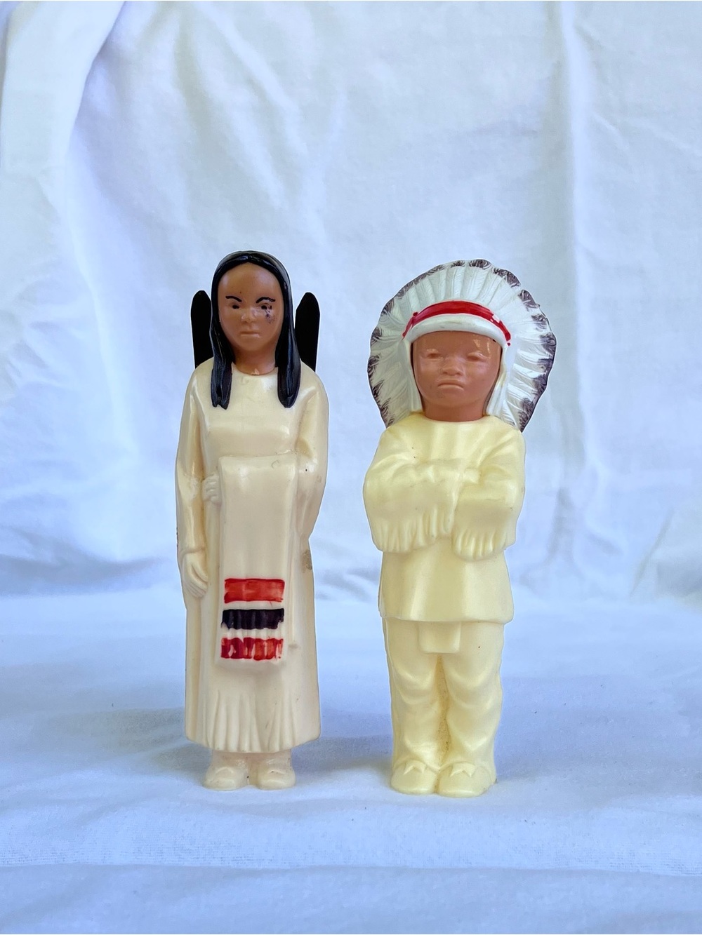 Collectable Ivory Celluloid Native American Figurine Pair